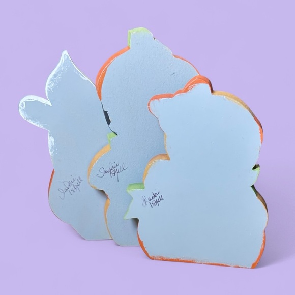 Jackie Bellamy Signed Halloween Shelf Sitter Set Pumpkin & Ghost MDF Cutouts - Picture 14 of 14